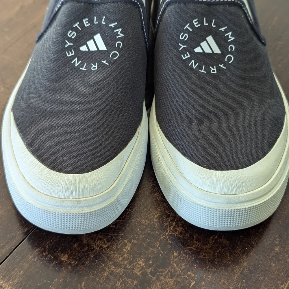 Stella McCartney × Adidas Slip On Black Canvas Trainers Women's 7.5 - Picture 4 of 7